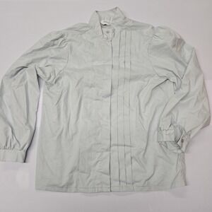Vintage Alicia Light Blue Pleated Mock Neck Blouse Size 16 Made in USA